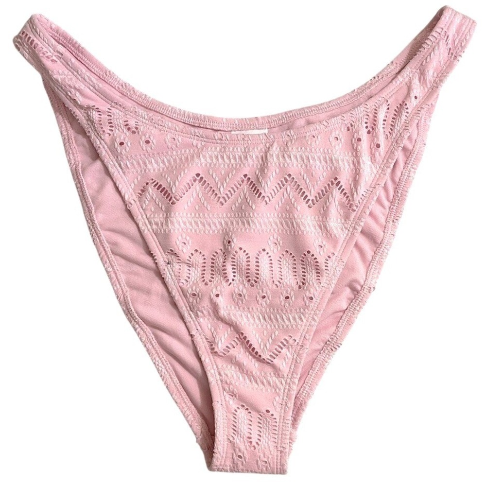 Wild Fable Eyelet Mid Rise Ultra High Leg Cheeky Bikini Bottom Women XL Pink NWT